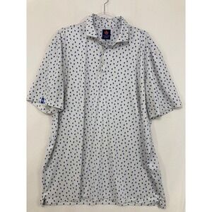 Donald Ross Sport Polo Shirt XXL White Blue Dog Print Performance‎ Golf